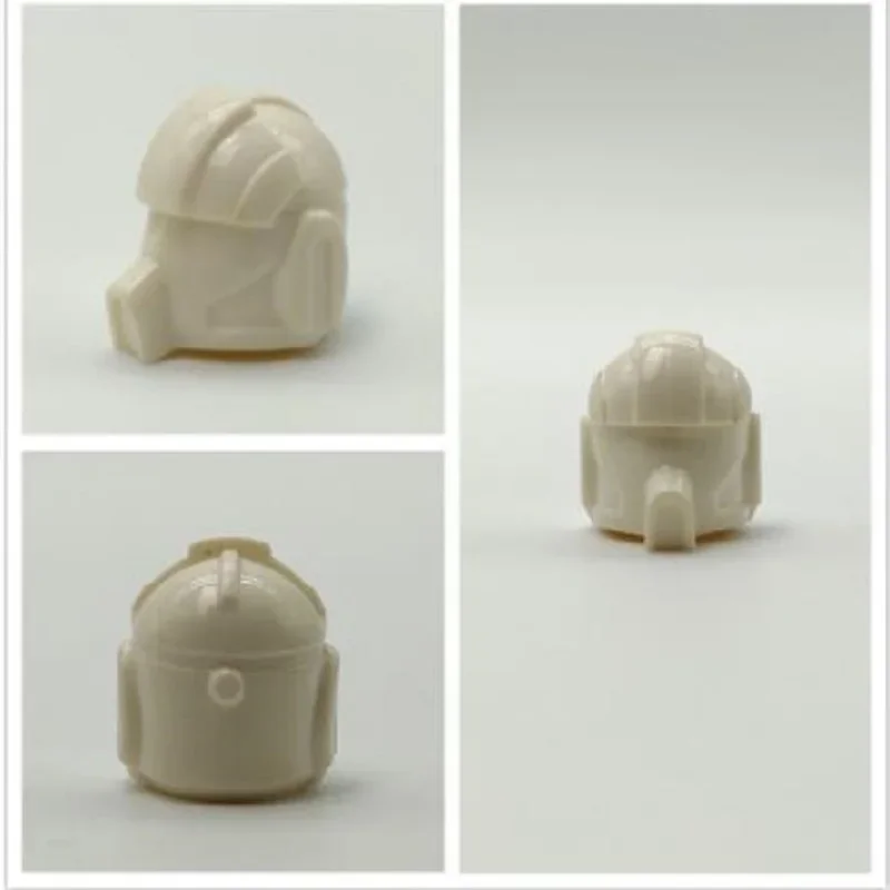 100 pcs pure white helmet head Building Block  Mini Action Figure Toys Solid Plain Helmet Accessories