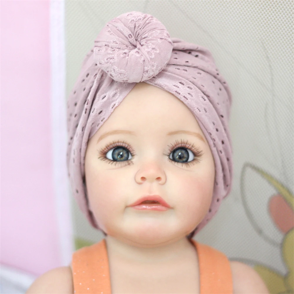 

New Summer Hollow Beanie for Baby Cotton Donut Turban Hat Newborn Breathable Thin Headwrap Cap Baby Girls Skullies Infant Bonnet