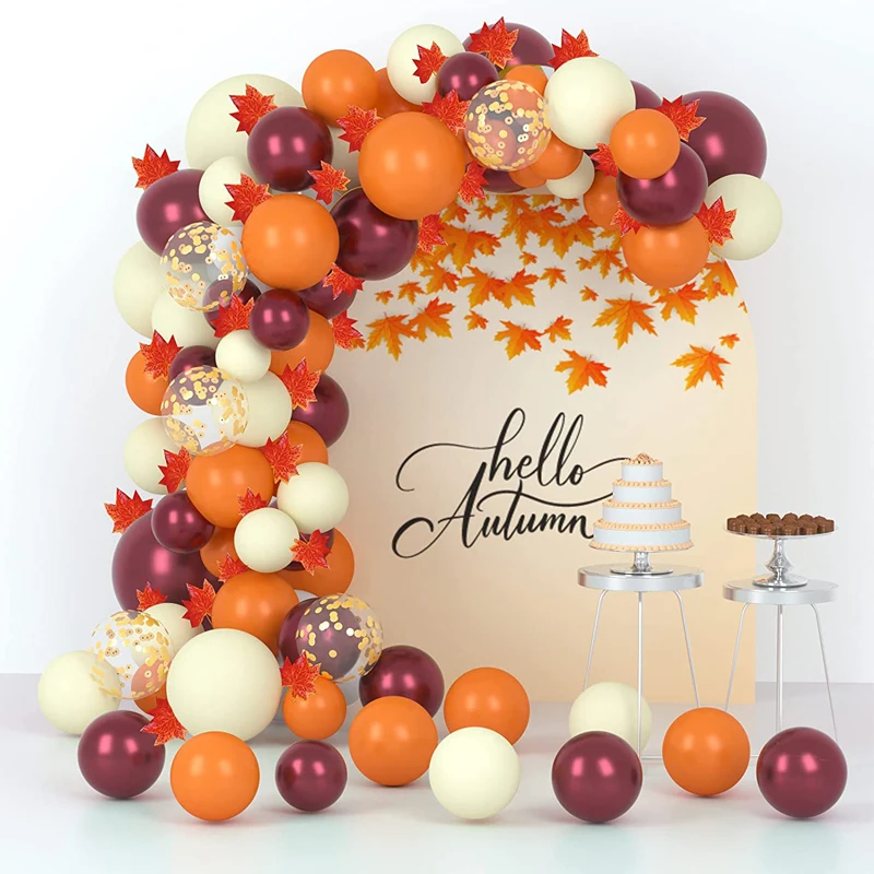 Kit Per Arco Di Palloncini Autunnali 139 Pezzi - Palloncini Per Feste Del Ringraziamento E Decorazioni Autunno - Marroni, Arancioni, Verdi, Sabbia, Bianchi - 4