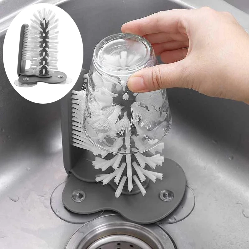 Dropship 1pc Cup Scrubber Glass Cleaner Bottles Brush Sink Kitchen  Accessories 2 In 1 Drink Mug Wine Suction Cup Cleaning Brush Gadgets to  Sell Online at a Lower Price