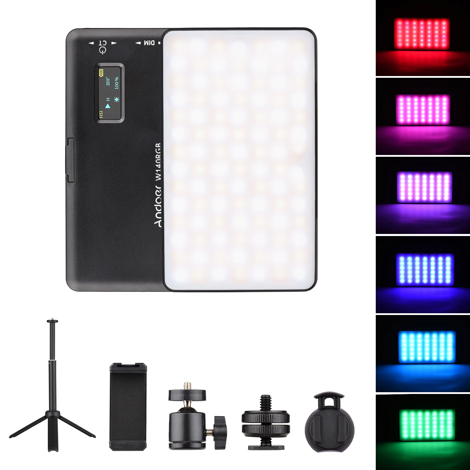 Conference Lighting RGB LED Video Light Kit Video Dimmable 20 Lighting Effects with Desktop Tripod Phone Holder Computer Clip