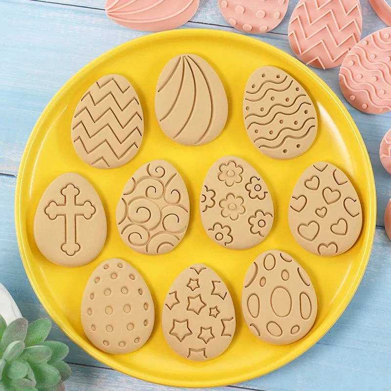 Cartoon Easter Egg Cookie Embosser Mold Cutter Set Fondant Cake Decorating Baking Tools