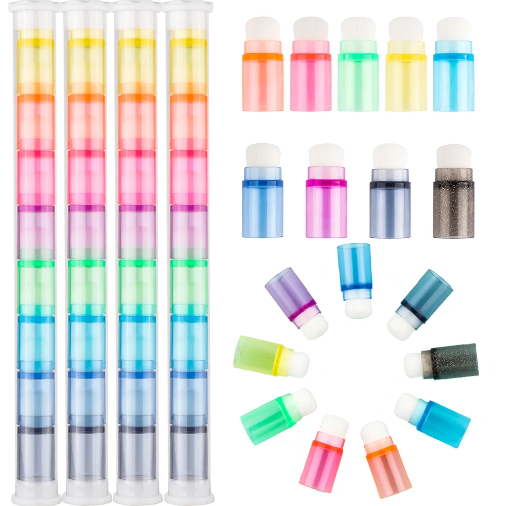 32pcs/64pcs Mini Stackable Blender Brushes Soft Bristles Finger Daubers for Card Making Ink Blending Toool for Painting