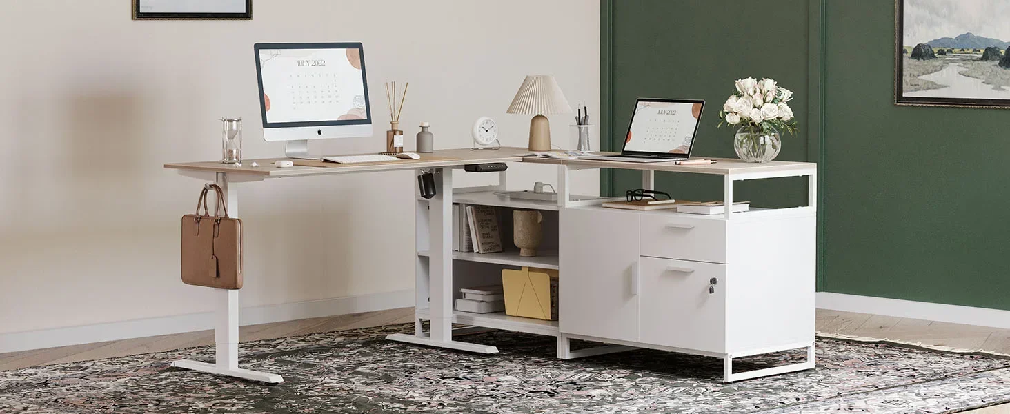L shaped standing office desk