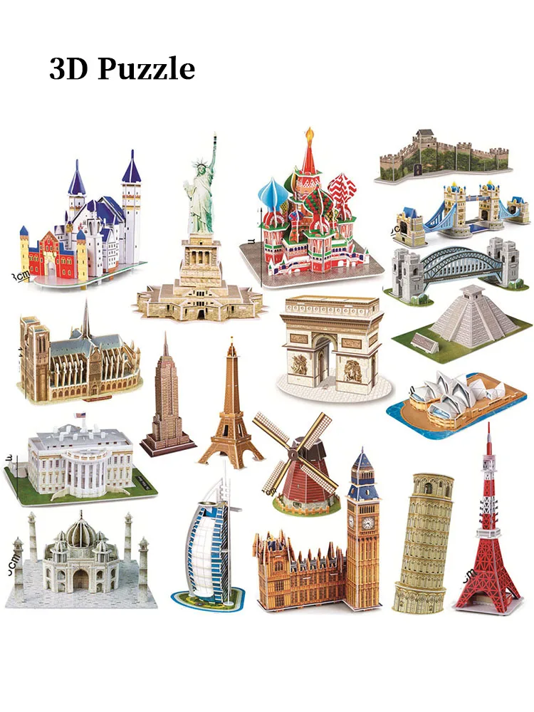 3D Puzzle Set for Children - Famous World Landmarks