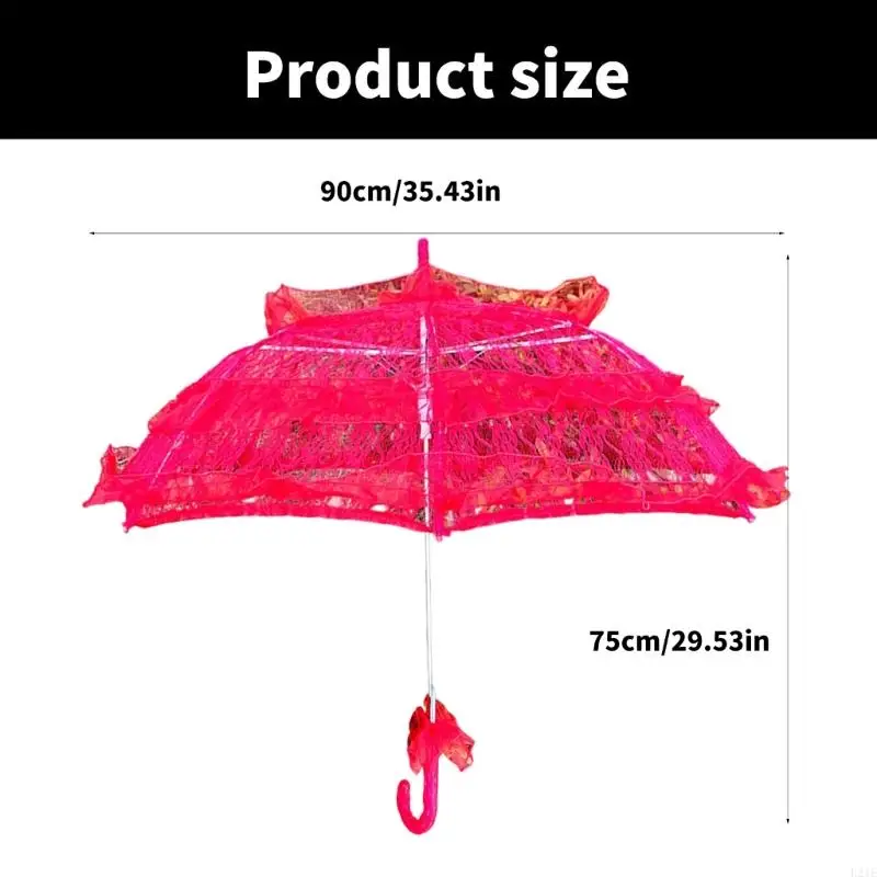 L21E Lace Umbrella Parasol With Rose Lace For Bridal Wedding Costume Photo Props