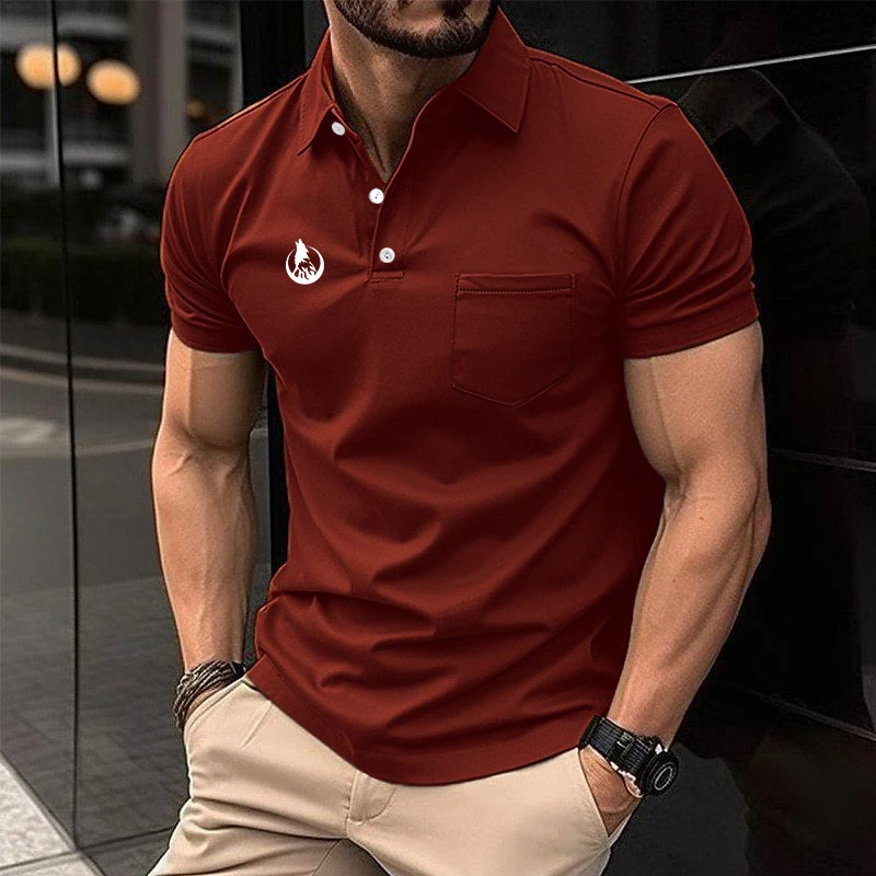

Mens Polo Shirts Summer Fashion Short Sleeve 3D Digital Print Pure Color Slim Fit Polo Shirt .