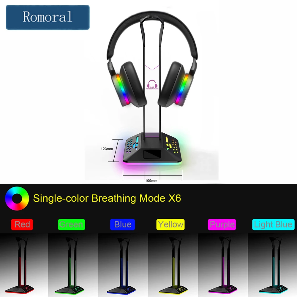 Soporte de auriculares para videojuegos, accesorios de PC – Soporte de  auriculares RGB con 2 cargadores USB, soporte para auriculares LED genial