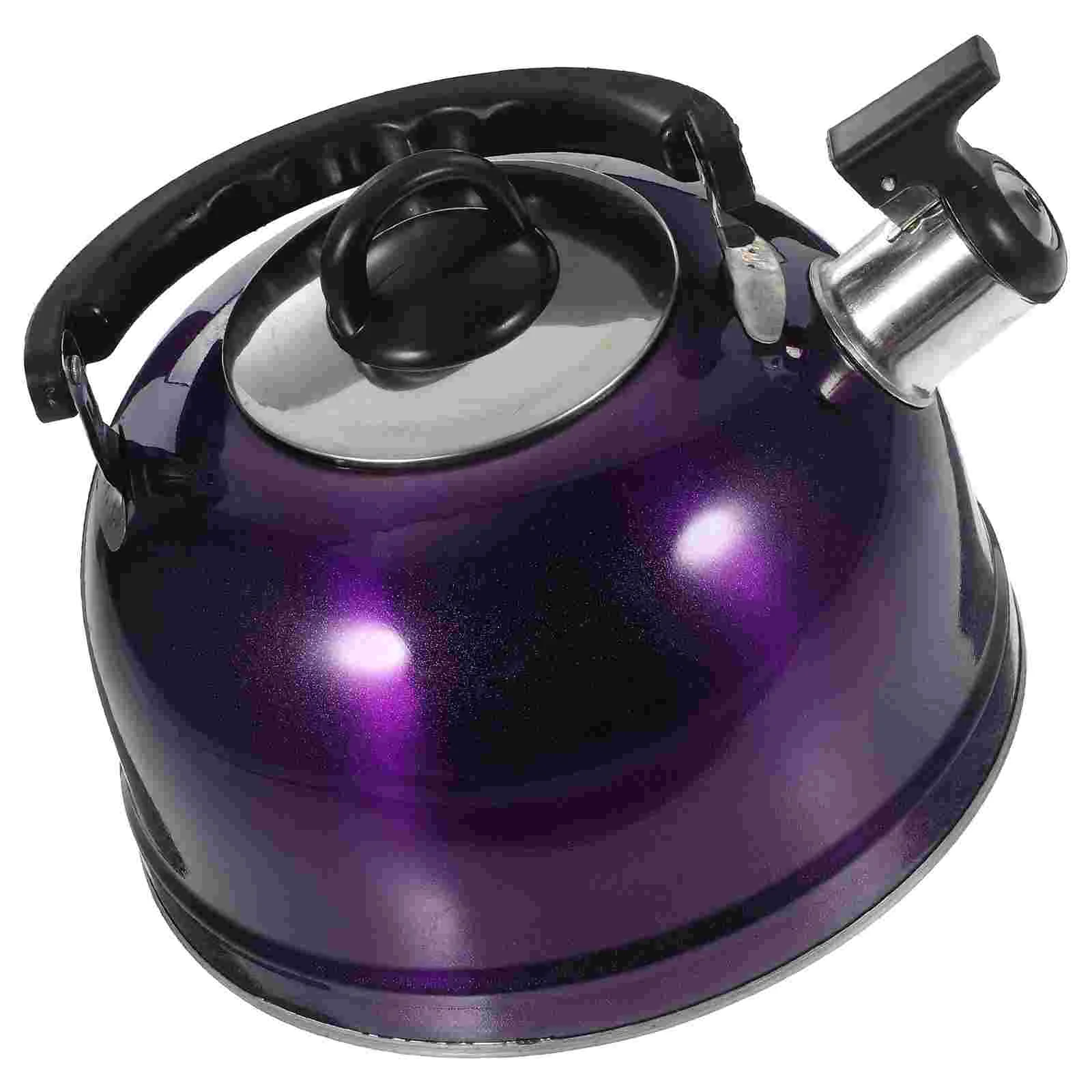 

Stovetop Whistling Tea Kettle Stainless Steel Hot Water Boiling Teapot Ergonomic Handle Coffee Boiler Home Kitchen Purple