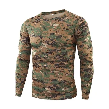 T-shirt da caccia stampata in 3D Camo Y2K T-shirt da uomo Camo a maniche lunghe Primavera Autunno Ultra leggero Traspirante Ad asciugatura rapida Top da esterno 1