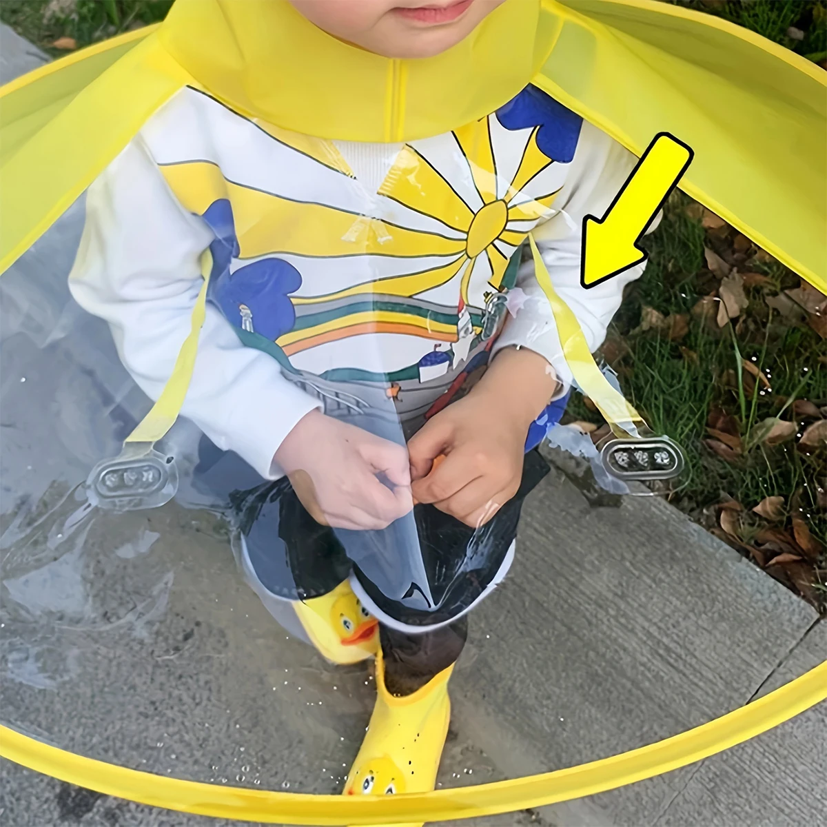 Children's Raincoat Yellow Duck Cloak Flying Saucer PVC