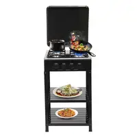 Portable Gas Stove Camping Burner Windshield Stand 4 Burners High Heat Flame Control Compact Cooking Support Rack Easy Operation 1
