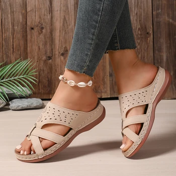 New Women Orthopedic Slippers Wedge Sandals Comfy Platform Ladies Casual Big Toe Retro Correction Sandal Plus Size 43 1