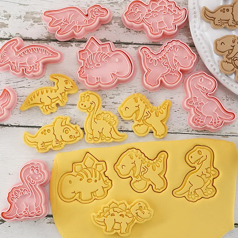 8pcs Set Animal Cookie Cutters Dinosaur Type Stamp for Biscuit Pastry cookie cutters cookie mold