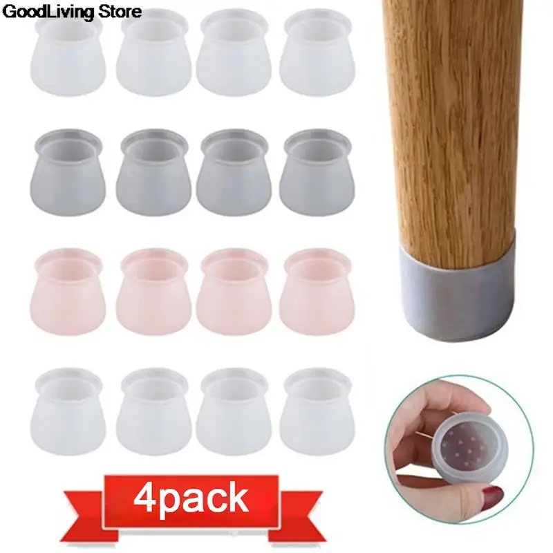 4Pcs Silicone Chair Leg Caps Non-slip Furniture Table Floor Feet Cover Protector Pads Rubber furniture hole plugs Home decor