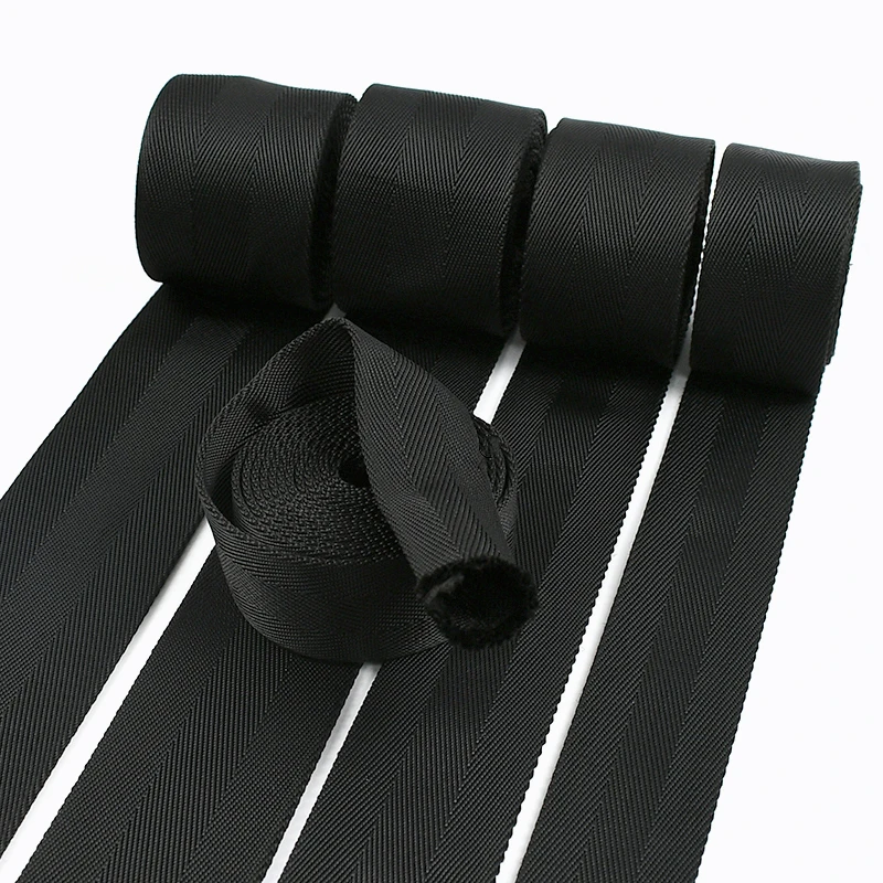 Black Nylon Webbing Strap - Durable 1.5mm Thick Tubular Ribbon for Belts, Slings, and Decorations