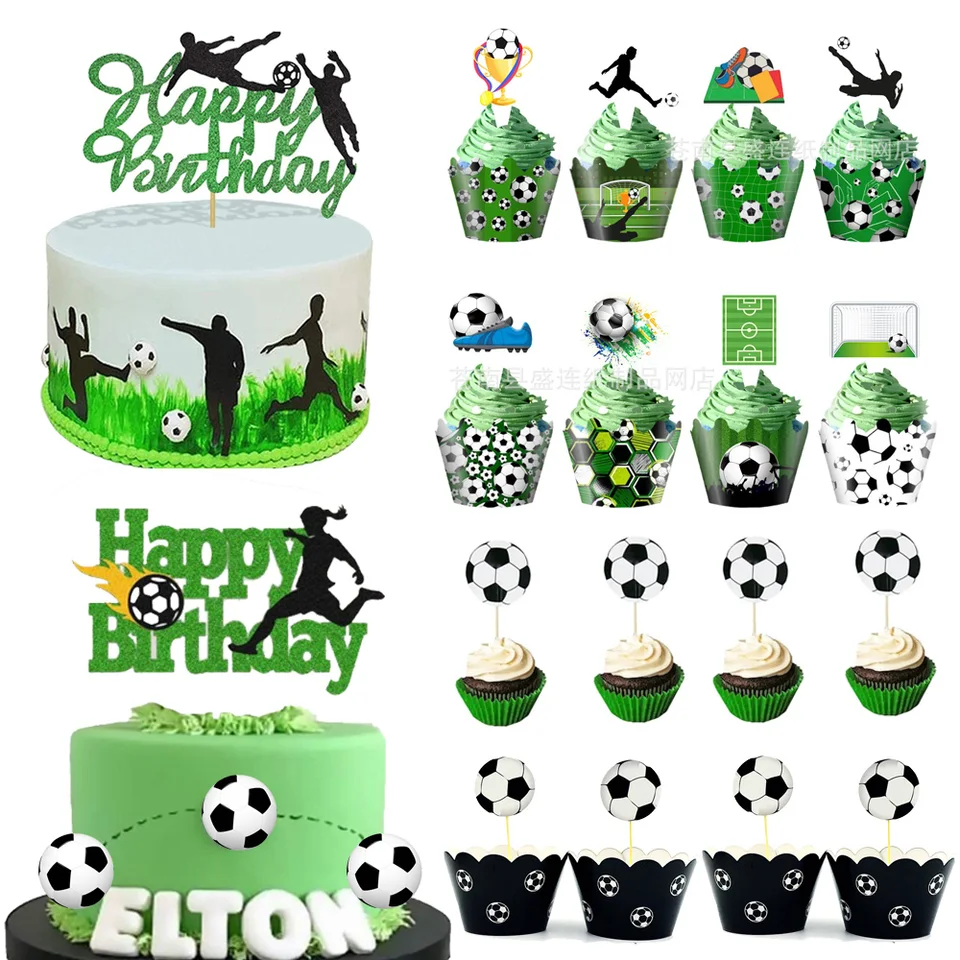 Ambishi 24 Pcs Soccer Cupcake Toppers – Football Birthday Cake Decorations, Gold & Pink, For Boy Or Girl Parties - View #4