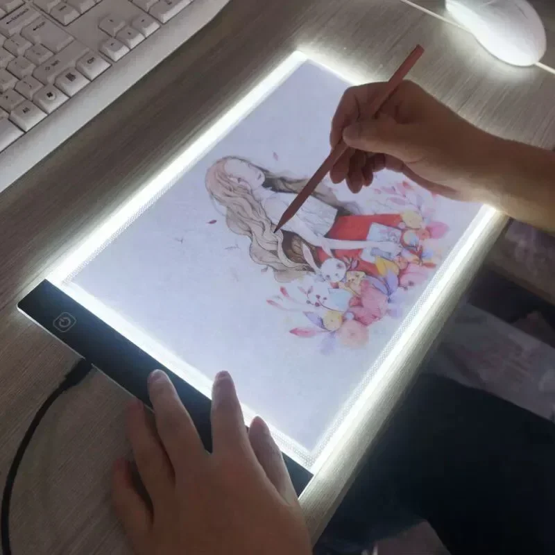 A3 LED 복사 테이블 어린이 그림판 투명 복사 테이블 밝기 조절 가능 야간 조명 노트북