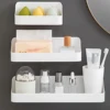 WORTHBUY Wall Mounted Mirror Cabinet Storage Box No Drilling Bathroom Shelf Multifunctional Plastic Cosmetic Organizer Box 1