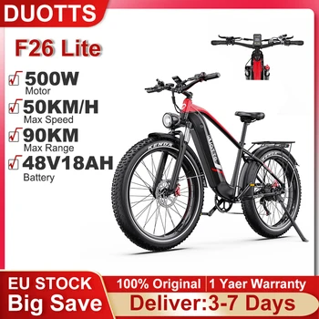Bicicletta Elettrica DUOTTS F26 Lite 500W 48V18AH Batteria 26 Pollici Pneumatici Larghi per Adulti Fuoristrada con Sospensione Completa MTB