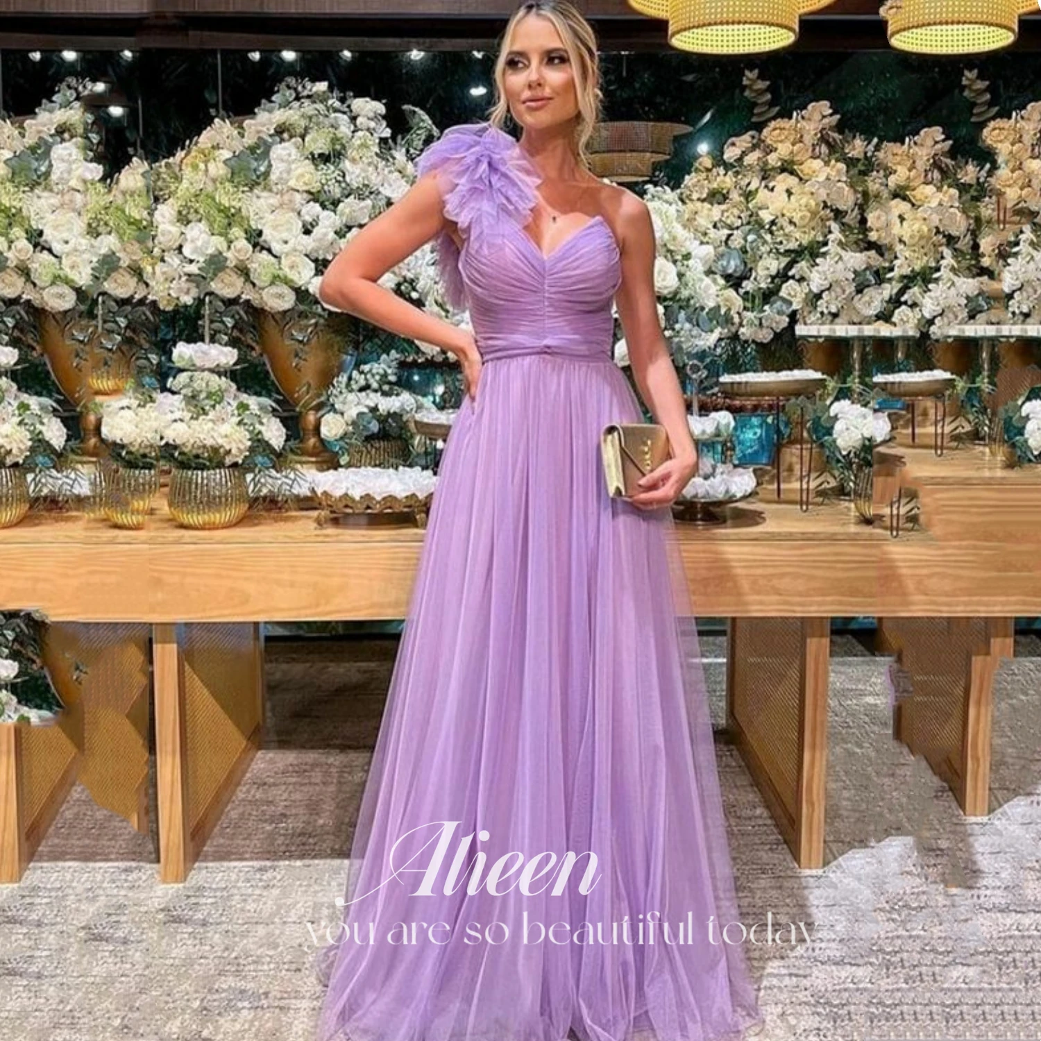 

Sexy One Shoulder Prom Dresses Gorgeous Maxi Vestidos De Fiesta Sweetheart A-line فساتين السهرة Sleeveless Evening Dresses