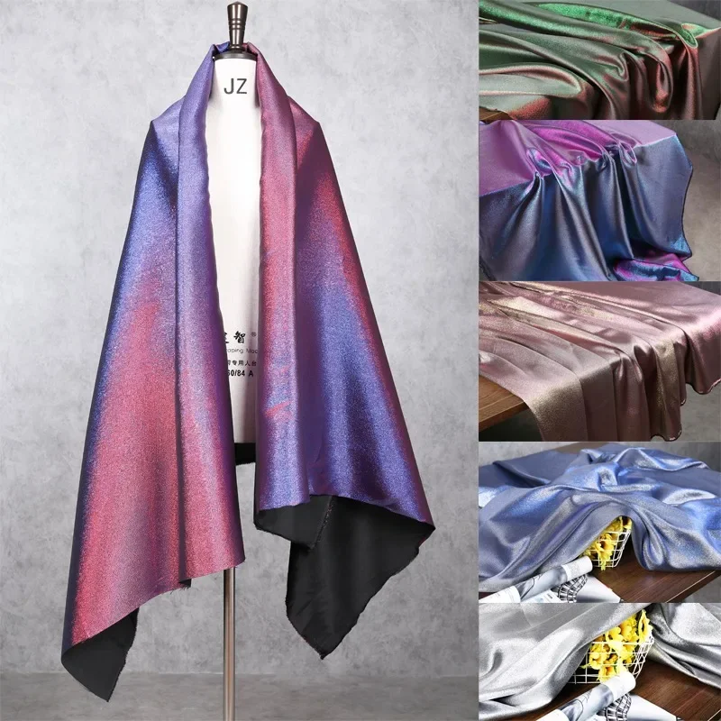 

100x150 см блестящая металлическая блестящая Переливающаяся ткань для вечернего платья, модный градиентный волшебный цвет