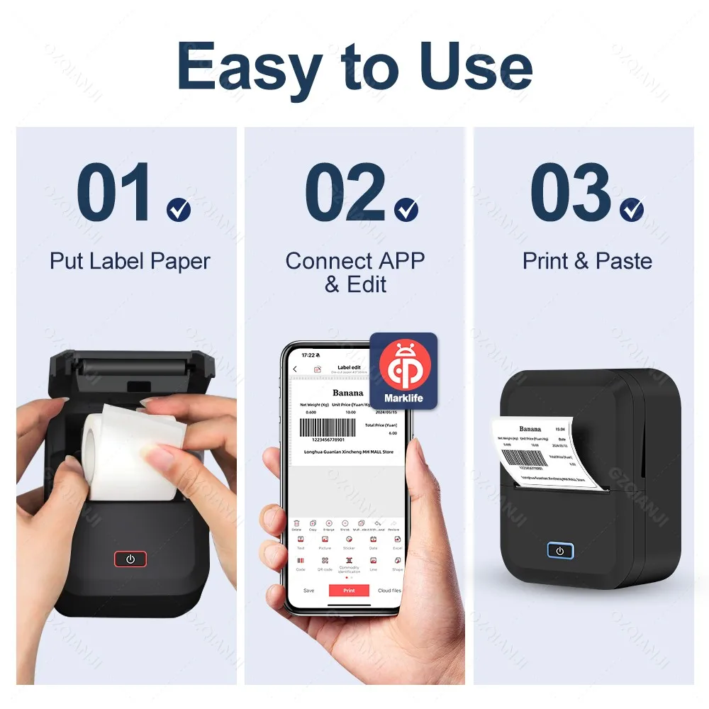 Marklife X2 Label Maker with Tape Thermal Label Printer Machine Bluetooth Use for Office, Home, Business, 2 Inch Labelling