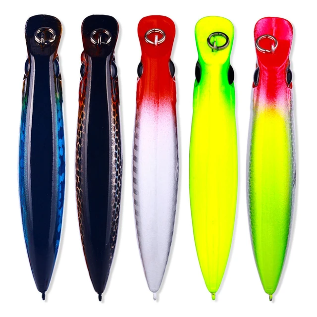 Topwater Soft Plastic Lures Baits Pencil Plopper with Treble Hook for Bass  Trout Crappie Salmon XR-Hot - AliExpress