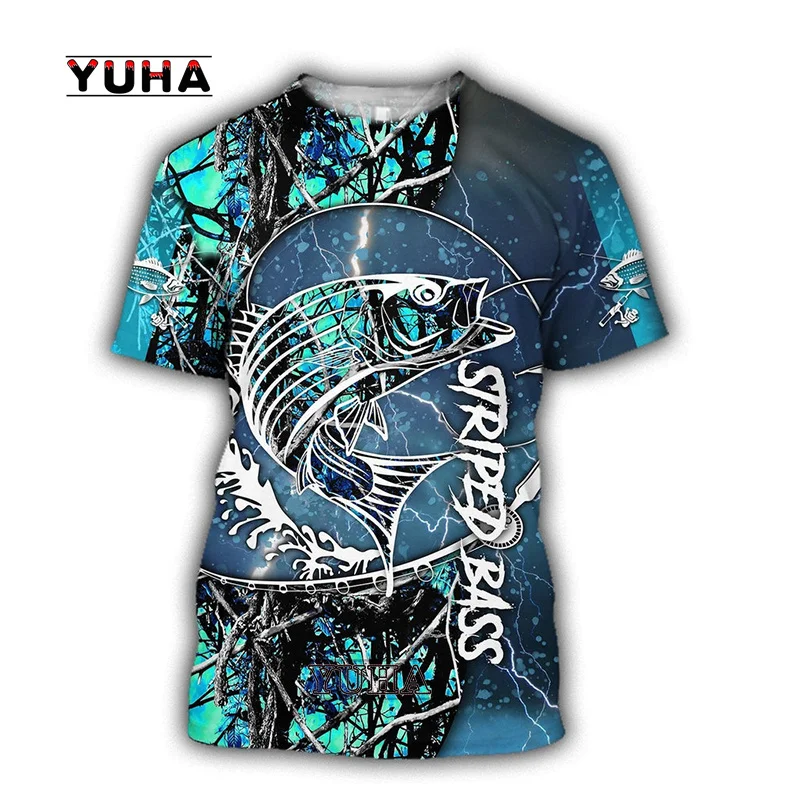 

Summer New Fishing Mens T-shirt Love Animal 3D Printed Unisex Animals Cool Top Streetwear Tees t-shirt Drops