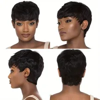 Perruques de cheveux humains droites courtes Bob couleur naturelle cheveux brésiliens Remy coupe de lutin perruque pas cher perruque de cheveux humains pour les femmes noires Misney 4