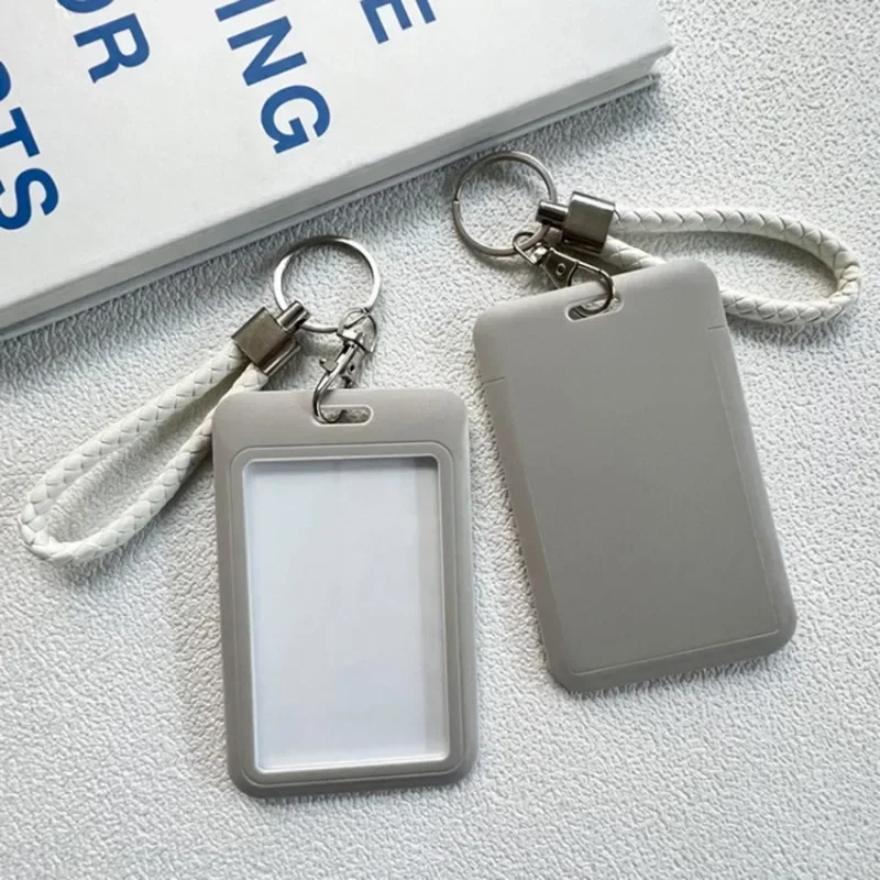 id card case 1Pc Macaron Bus ID Card Protective Cover Cases Student Meat Keyring Card Campus Access Door Credit Holder Bag Set Key Chain