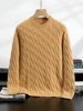2024 Men's 100% Cashmere Cable Knit Sweater Autumn Winter O-neck Thick Long Sleeve Pullover Smart Casual Cashmere Knitwear Tops 5