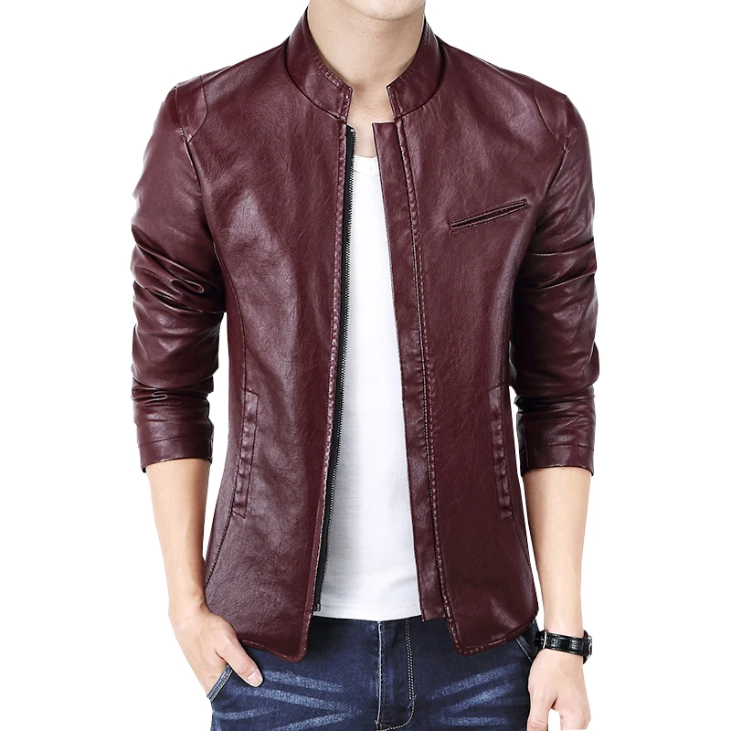 Chaqueta De Cuero sintético para Hombre, chaquetas De piel sintética, rojo, Punk, con cremallera, nueva marca|chupas de cuero hombre|cuero hombrechupa de cuero - AliExpress