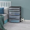 Plastic 5-Drawer Wide Tower Organizer Storage Unit Bedroom Kitchen Bathroom Craft Room Nursery Dorm Black Effortlessly Identify 3