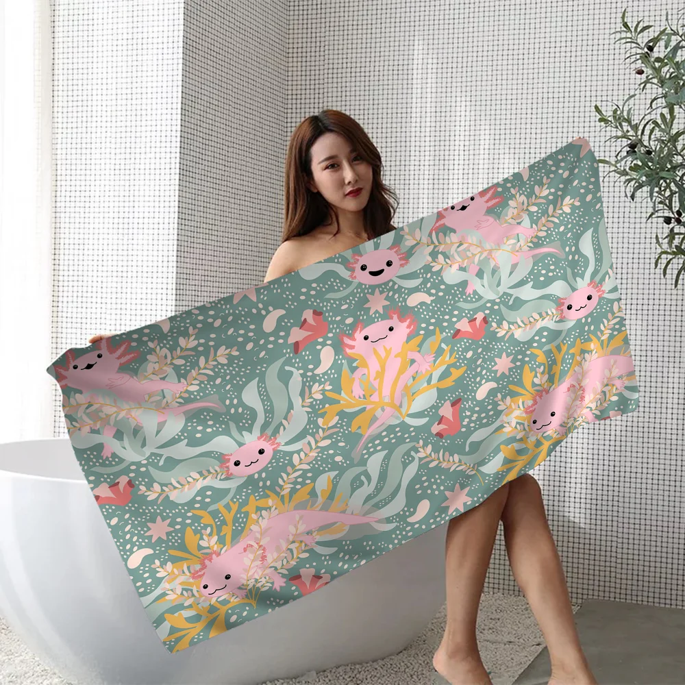 Axolotl Art Towel Microfiber Beach Towel Absorbent Quick dry Soft Yoga Swimming Resort Mountain Climbing Towel 6