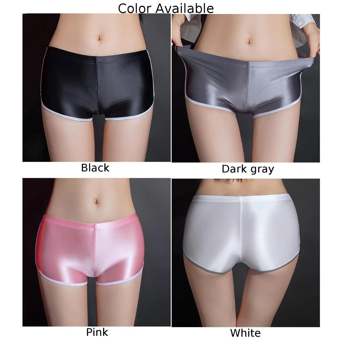 Safety Shorts Women Lingerie Body Oil Shiny Elastic Stretch Smooth Underwear For Ladies