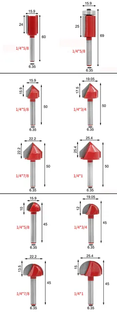 Set Frese Per Router 7 Pezzi | Per Scanalatura Legno | Gambo 6mm | Diametri 3-12mm - Foto 9