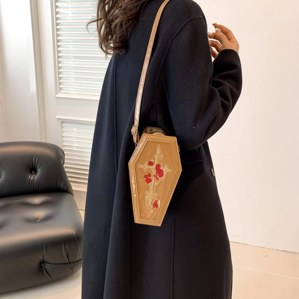 Borsa A Tracolla Gotica A Forma Di Bara In Pelle PU: Accessorio Retrò Per Halloween E Festa A Tema Per Donne E Ragazze - 3