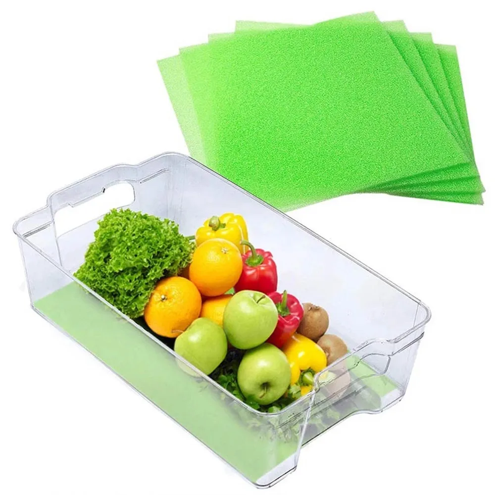 4Pcs Vegetable Food Fresh Keeping Mat Refrigerator Drawer Absorbent Sponge Anti-corrosion Pad Fruit Mildewproof Fridge Mats