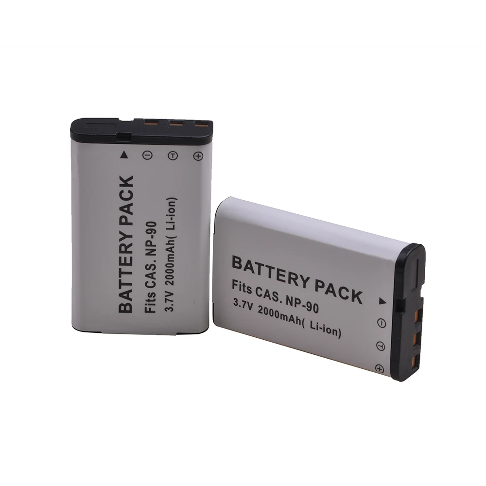 

2pc 2000mAh 2pc NP-90 NP90 NP 90 Li-ion Bateria Camera Battery for Casio Exilim EX-H10 EXH10 EX H10 EX-H15 EXH15 H15 EX-FH100