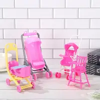 Cochecito de bebé para muñecas, casa de muñecas, barbies, accesorios, carro infantil, modelo de guardería, juguetes de juego para niñas - Imagen 2
