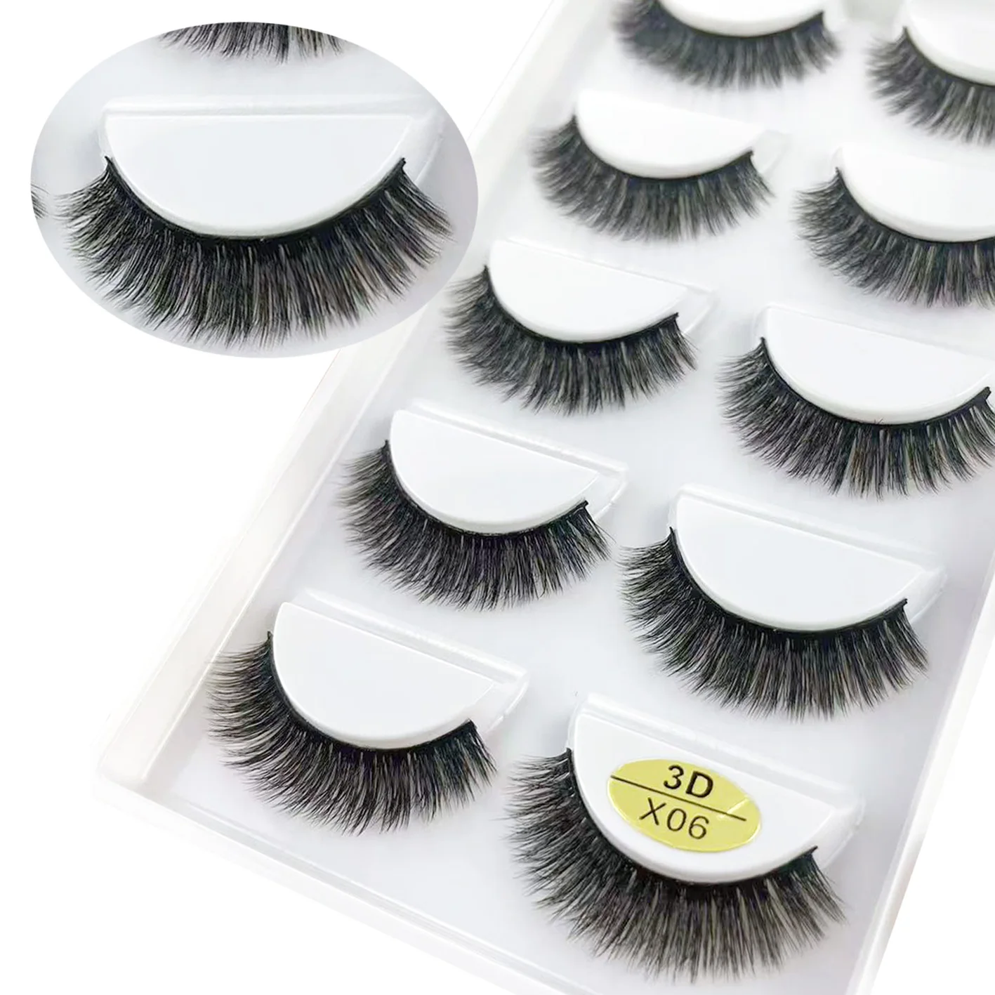 5 Pairs 3D Faux Mink Fake Eyelashes Natural Eyelash Extension Handmade Fluffy False Eyelashes Makeup Tool Eye Lashes X01 X06 X08