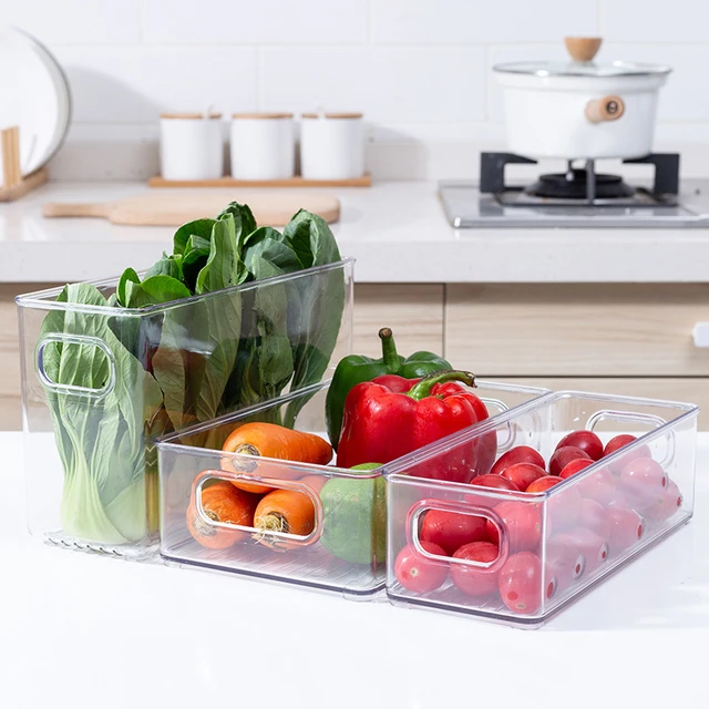 Pack of 4 Extra Large Clear Plastic Food Storage Bins with Handles, Kitchen  Pantry, Refrigerator, Cabinet & Pantry Organizers fo - AliExpress