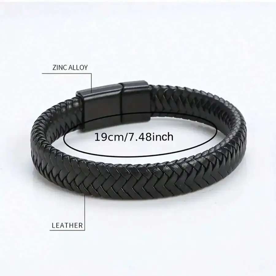 Leather Magnetic Bracelet Men's
