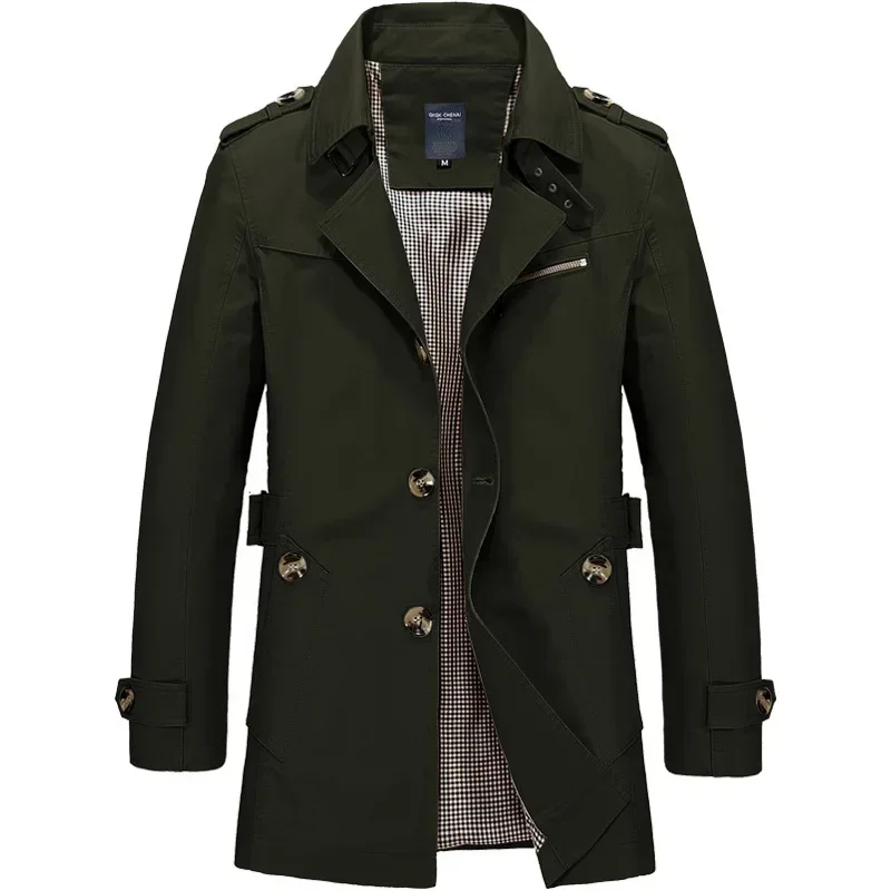 BROWON Brand Trench Coat Men Spring and Autumn 100% Cotton Jacket Vintage Windbreaker Casual Jackets Clothing trench coat casual men jacket
