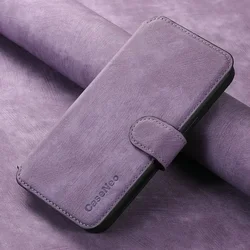 Luxurious Leather Flip Case with 2 - in - 1 Detachable RFID Protection and Magsafe Compatibility for Honor 600 (PURPLE)