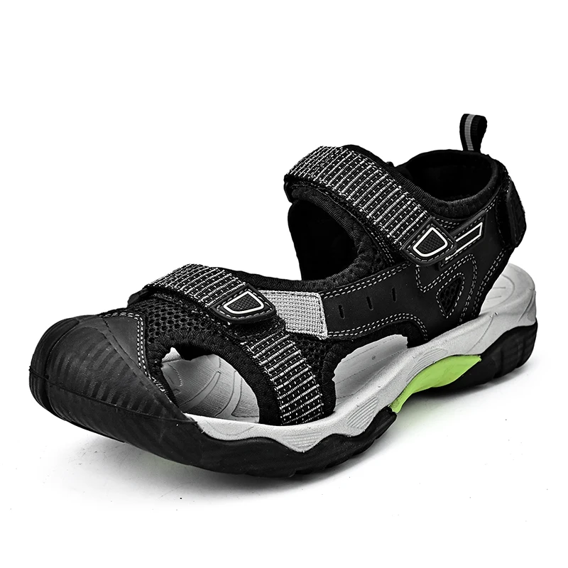 Sapatos masculinos casuais para caminhada ao ar livre praia verão leve respirável couro anti derrapante sandálias com sola macia romana_voghion.com