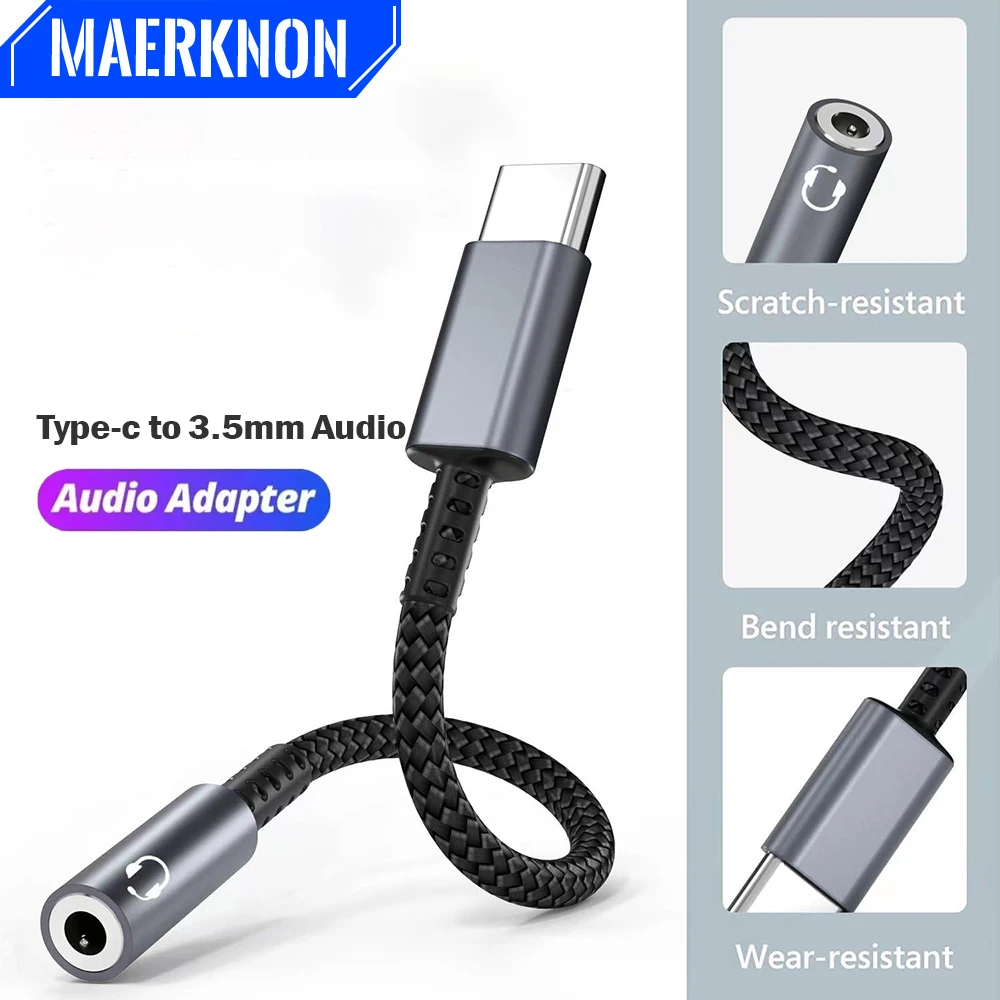 Type C to 3.5mm Audio Adapter Cable USB C to 3.5mm Female Headphone Jack Adapter iPhone 16 15 Samsung DAC Digital Decoder