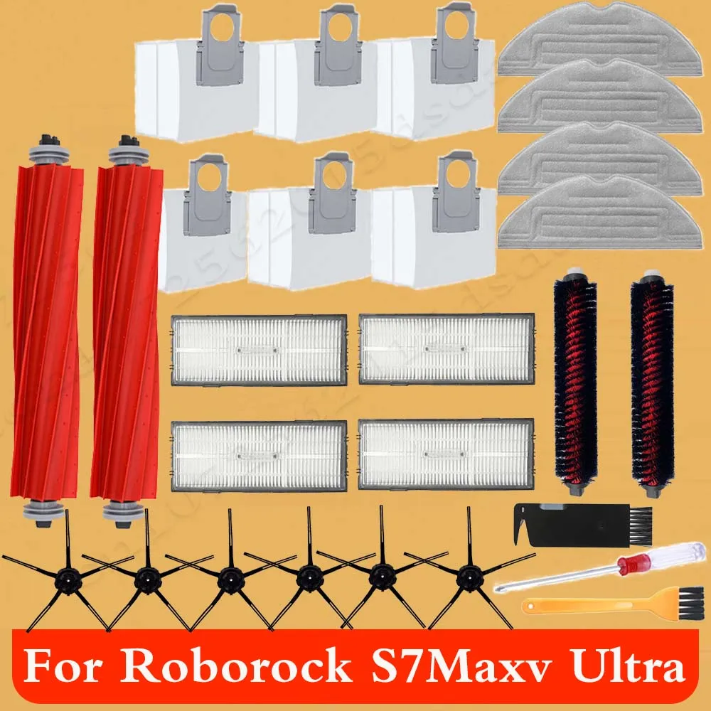 

Mop Kit For Roborock S7 MaxV Ultra Accessories Main Side Brush Hepa Filter Dust Bag Vacuum Cleaner Parts Xiaomi Home Appliance