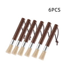 Premium Coffee Grinder Cleaning Brush - Wood Handle & Natural Bristles, Ideal (6pcs walnut)